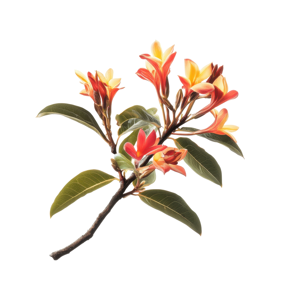 Flowering branch of Sa lae or Broussonetia kurzii Corner in a bright setting displays vibrant colors and unique shapes, Flower of Sa lae or Broussonetia kurzii Corner on white background png