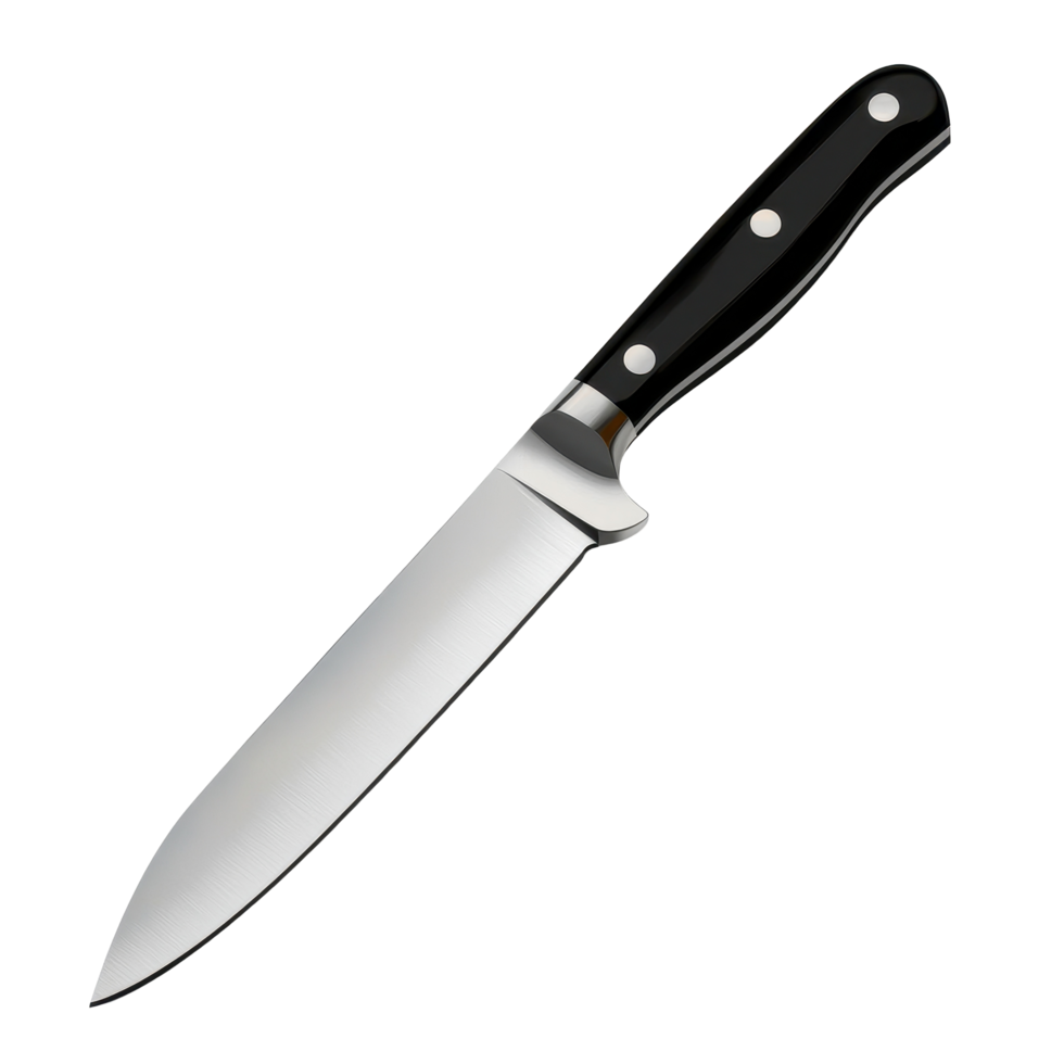 High quality kitchen knife with sleek design and sharp blade displayed against a Transparent background, kitchen knife, file of isolated object with shadow on White background png