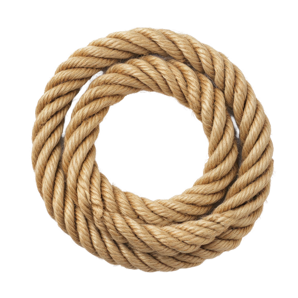 Coil rope arranged in a circular shape on a Transparent background for versatile applications, Coil rope isolated on background png