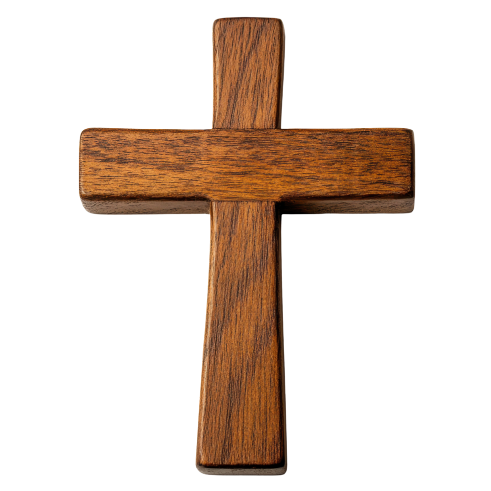 Beautifully crafted wooden cross isolated on a clean white background for spiritual reflection and expression, Holy wooden cross isolated on white background png
