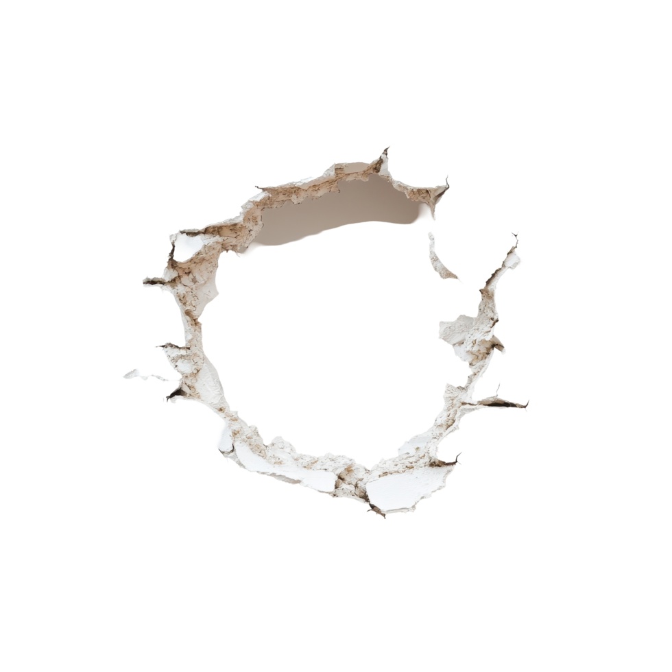 Hole in the wall revealing an empty space with white background, hole in the wall with a hole in it, white background png