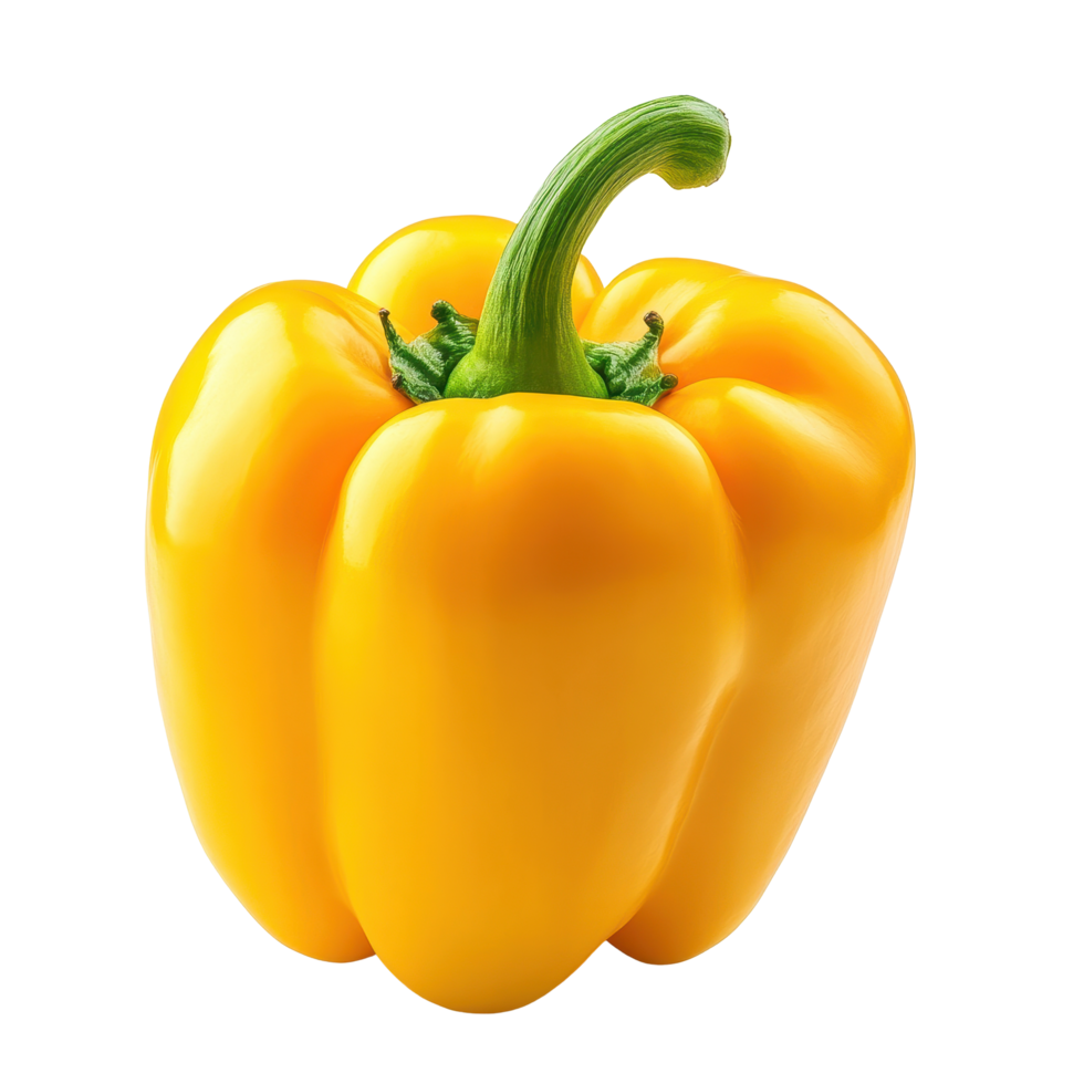 Sweet yellow pepper displays vibrant color against a Transparent background showcasing its fresh appearance, Sweet yellow pepper isolated on background png