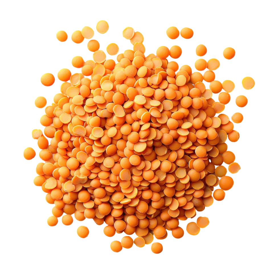 Clusters of lentils isolated on Transparent background showcasing vibrant orange color and unique texture, Lentils isolated on background png