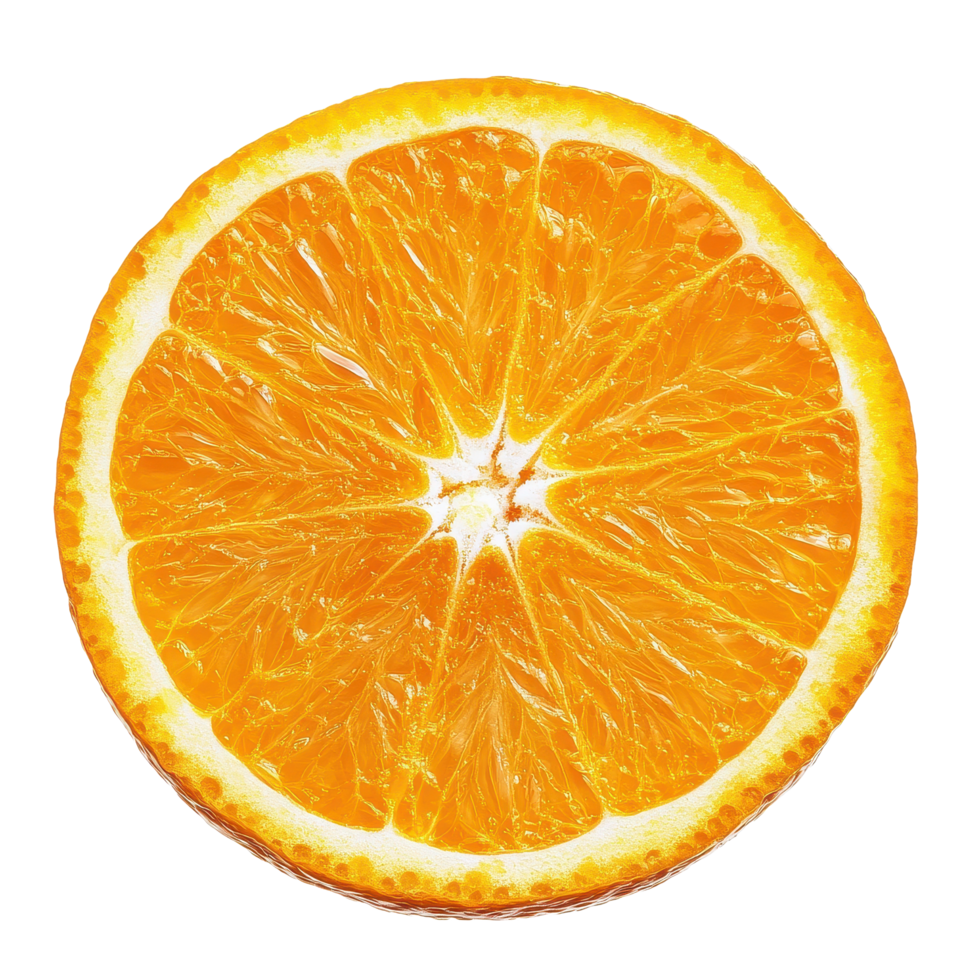 Vibrant orange fruit slice displaying juicy texture and bright color in a clean layout, slices orange fruit isolated, Orange fruit macro studio photo, isolated on Transparent background png