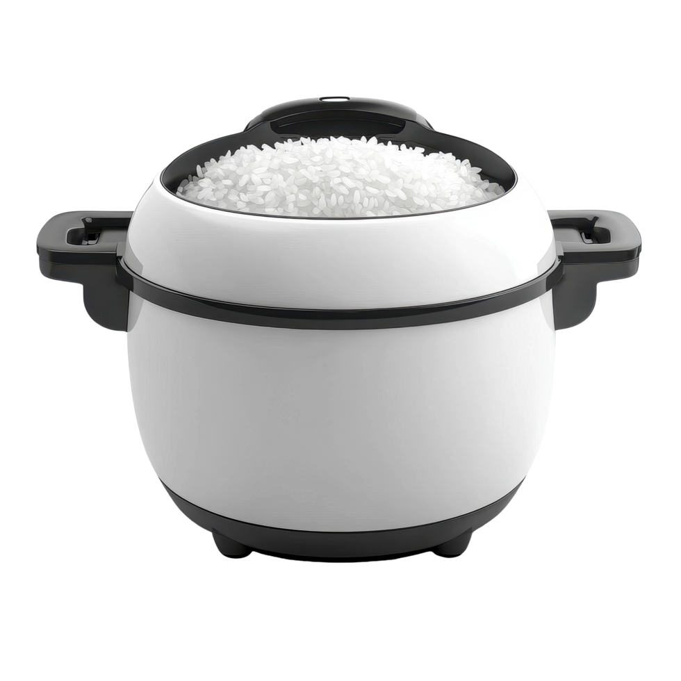 Modern rice cooker with cooked rice in bowl on Transparent background for meal preparation and kitchen use, Rice cooker in a bowl isolated on background png