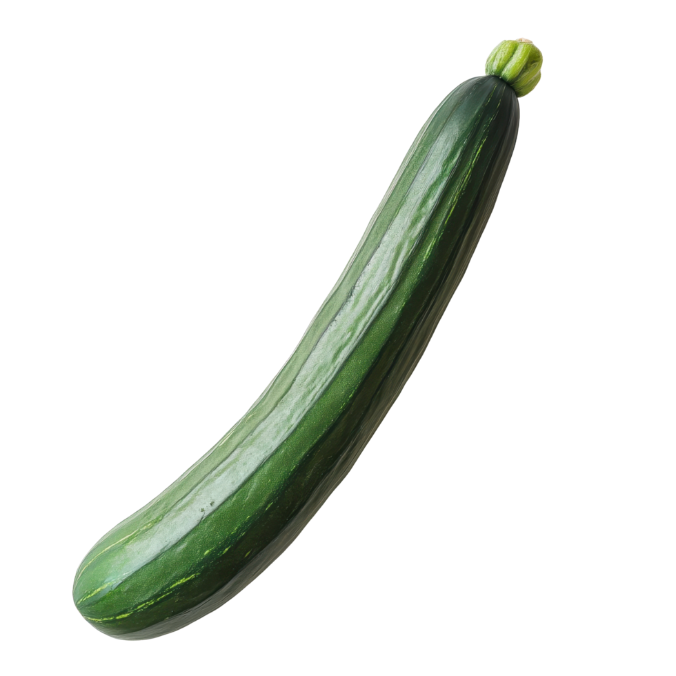 Fresh green cucumber on a white background showcasing its vibrant color and smooth texture, green cucumber on white background png