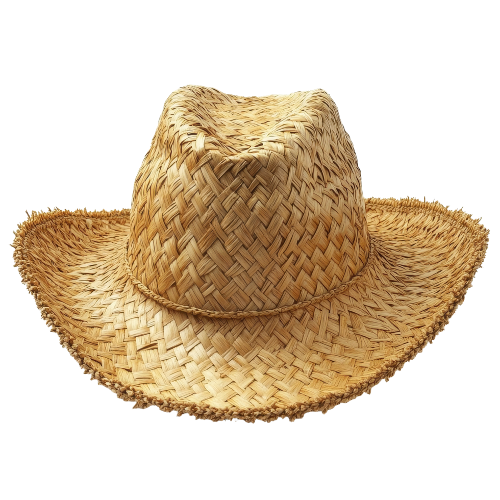 Stylish straw beach hat isolated on Transparent background perfect for summer outings and sunny days, straw beach hat isolated non isolated on background png