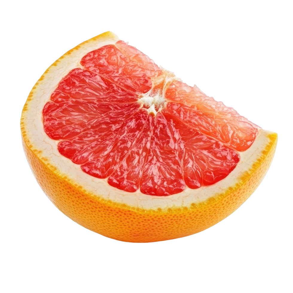 Half pink grapefruit fruit isolated on white background with fresh texture and vibrant color, half pink grapefruit citrus fruit isolated on white background png
