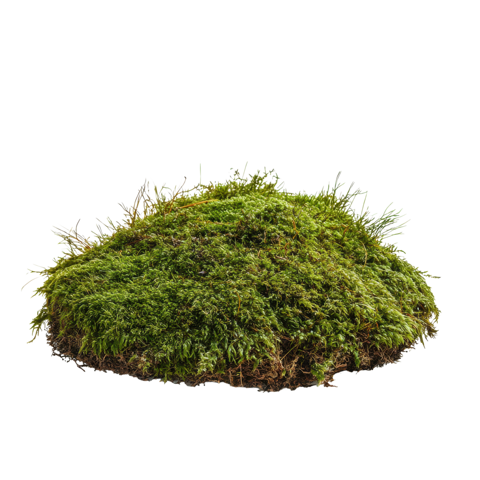 Isolated moss on a Transparent background showcasing vibrant green textures and details, Moss isolated on background png
