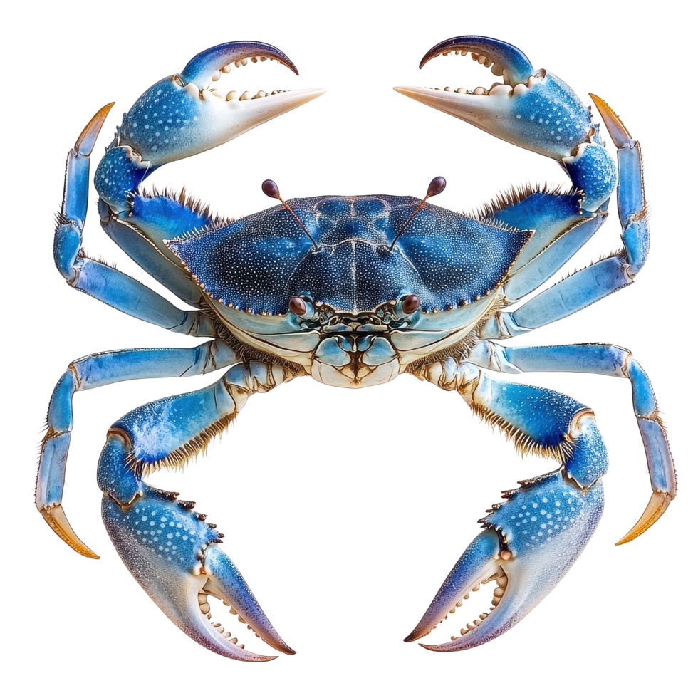 Blue swimming crab isolated on white background showcasing vibrant colors and unique features, Blue Swimming Crabsisolated on white background png