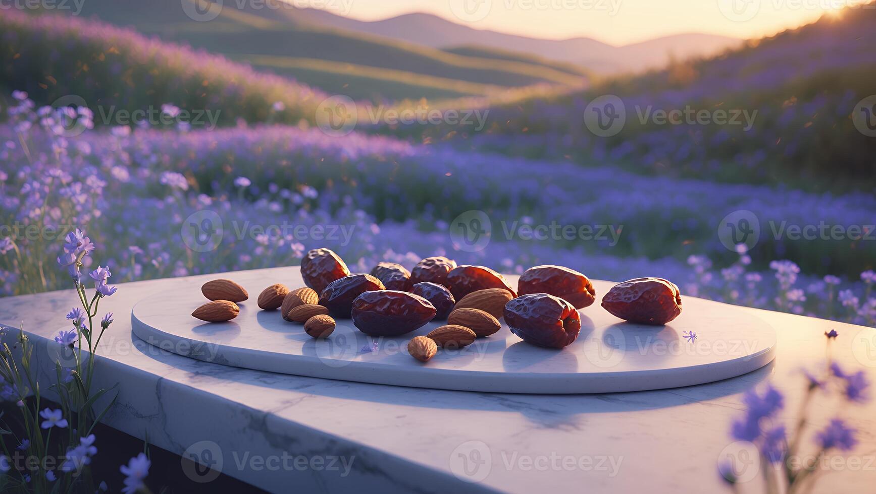 Dates and Almonds in a Field of Lavender photo