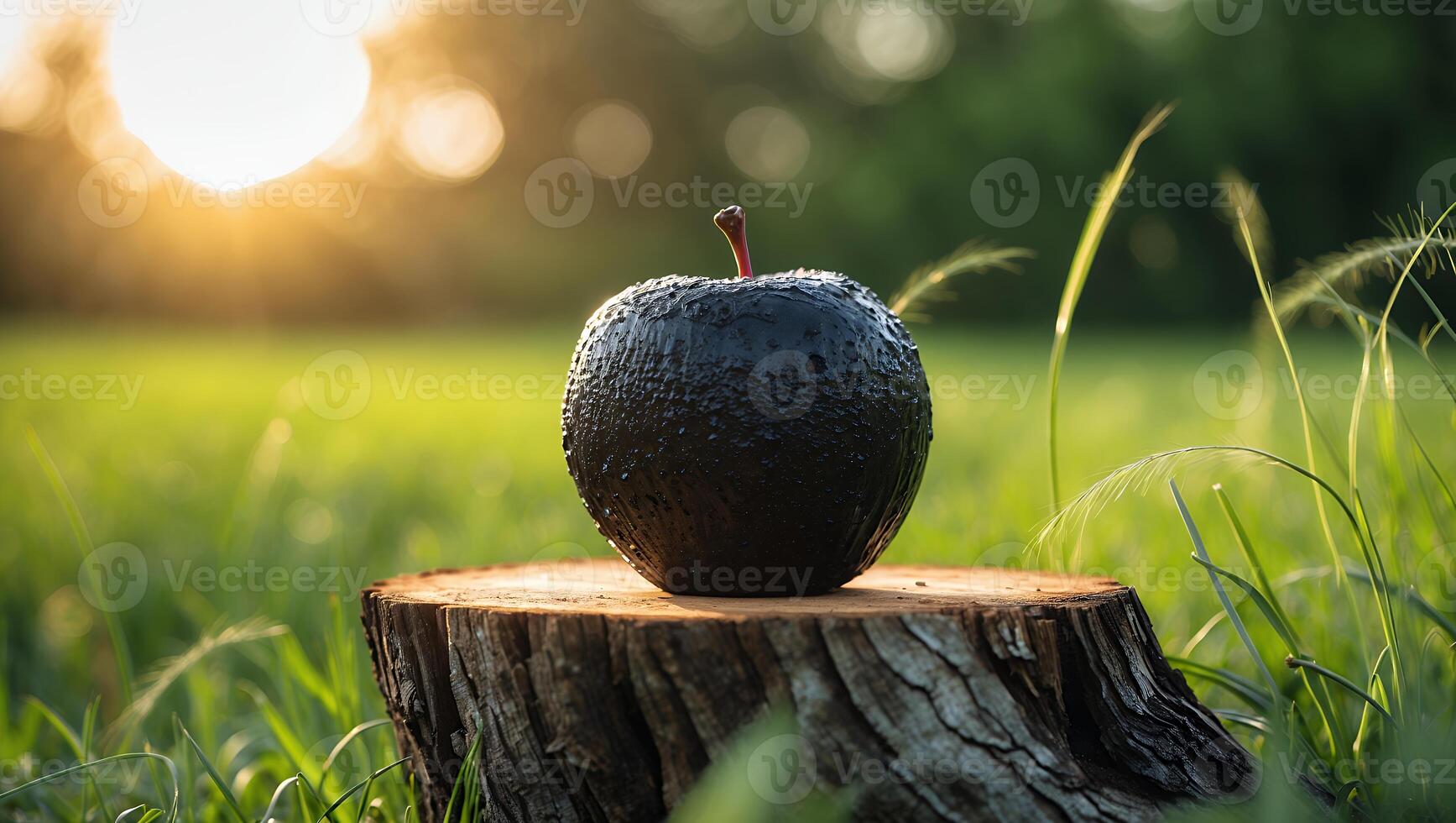 Black Apple on a Wood in a Field photo