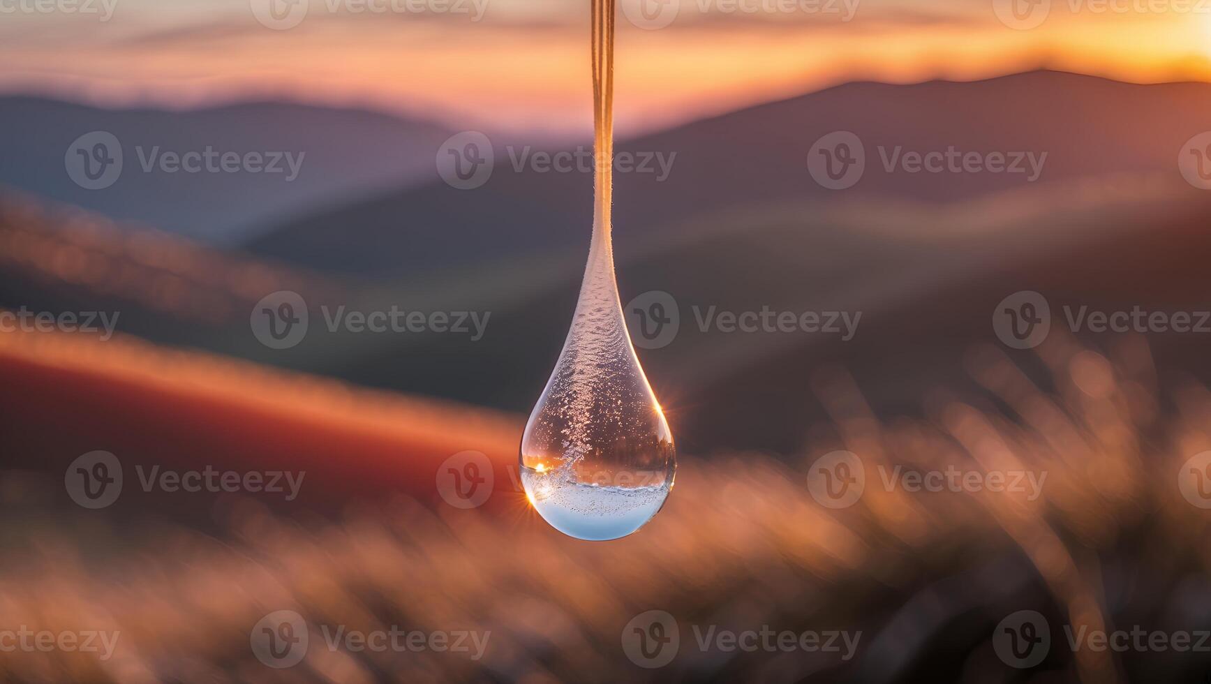 Water Droplet at Sunrise on Mountain photo