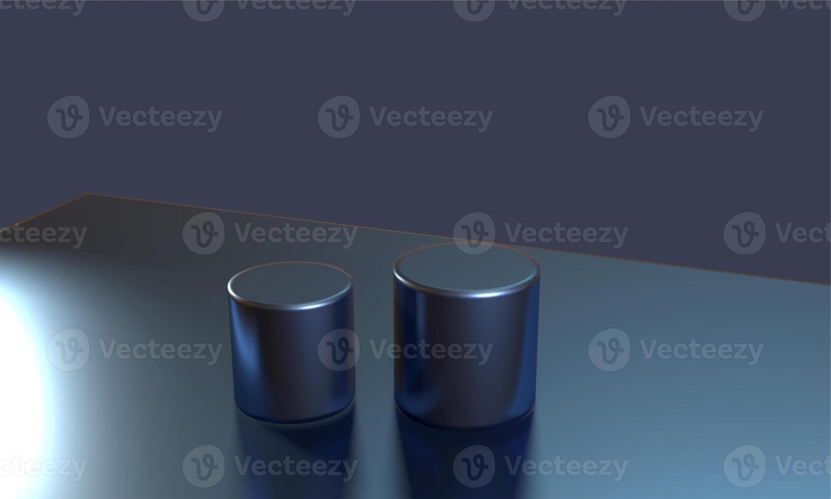 Double Metallic Podium on Reflective Surface photo
