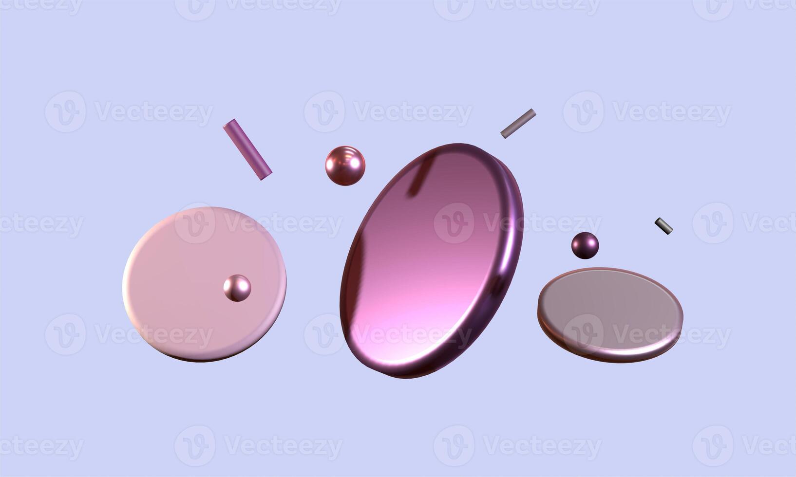 Floating Purple Podium and Geometric Shapes in 3D photo