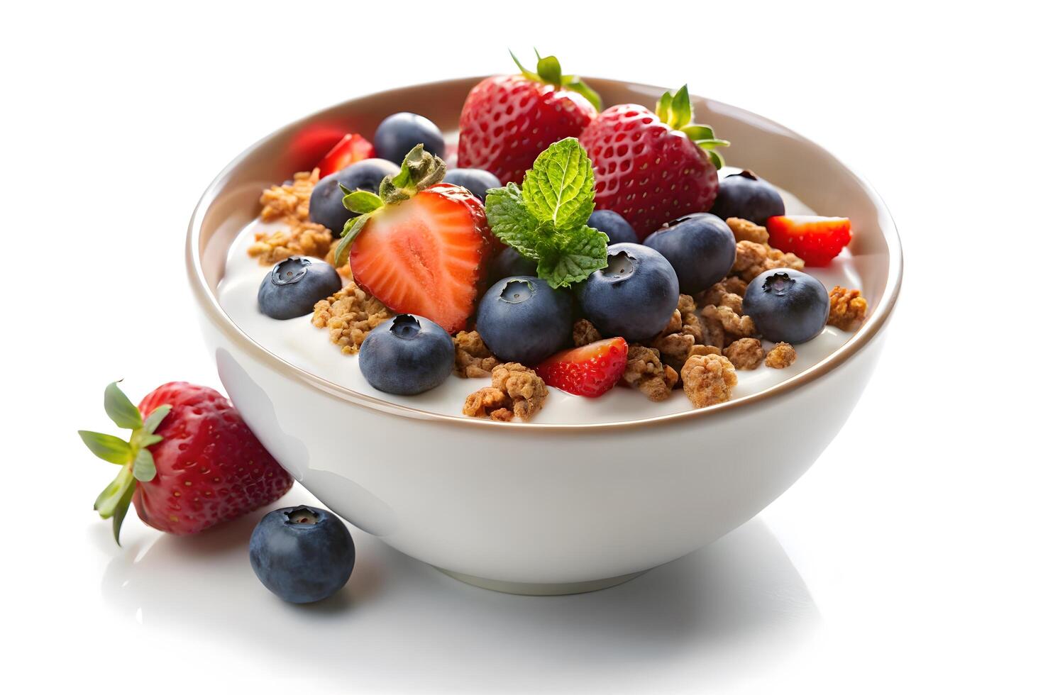 Delicious Yogurt Parfait with Berries and Granola photo