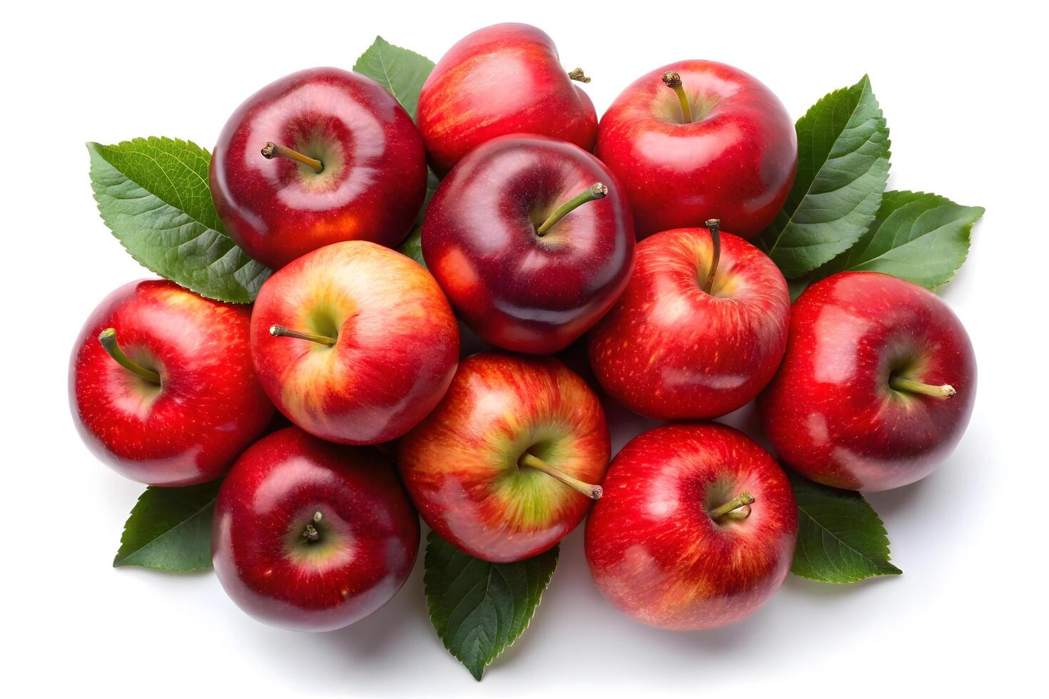 Fresh red apples arranged beautifully on a white background photo