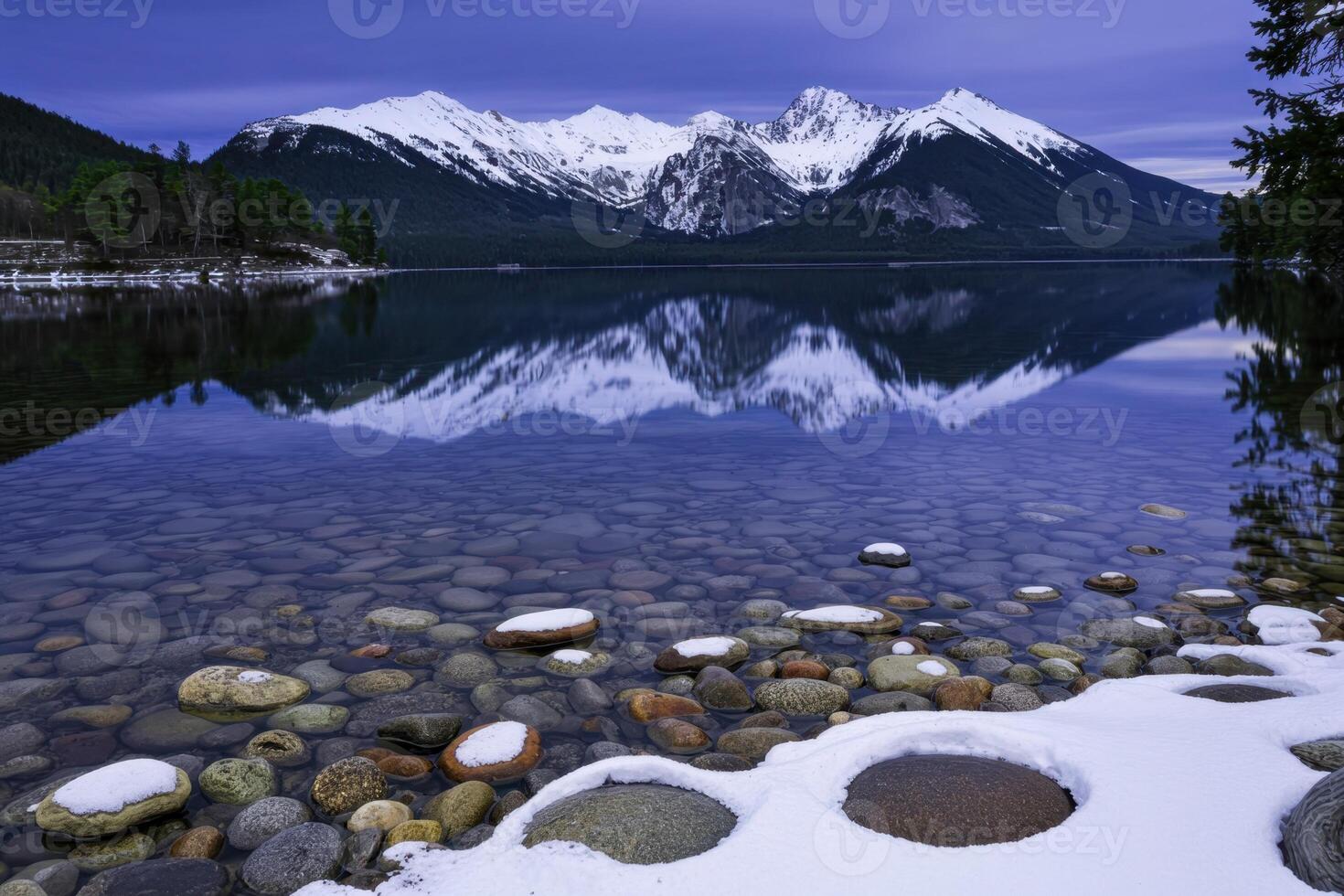 A Peaceful Mountain Lake Scene photo