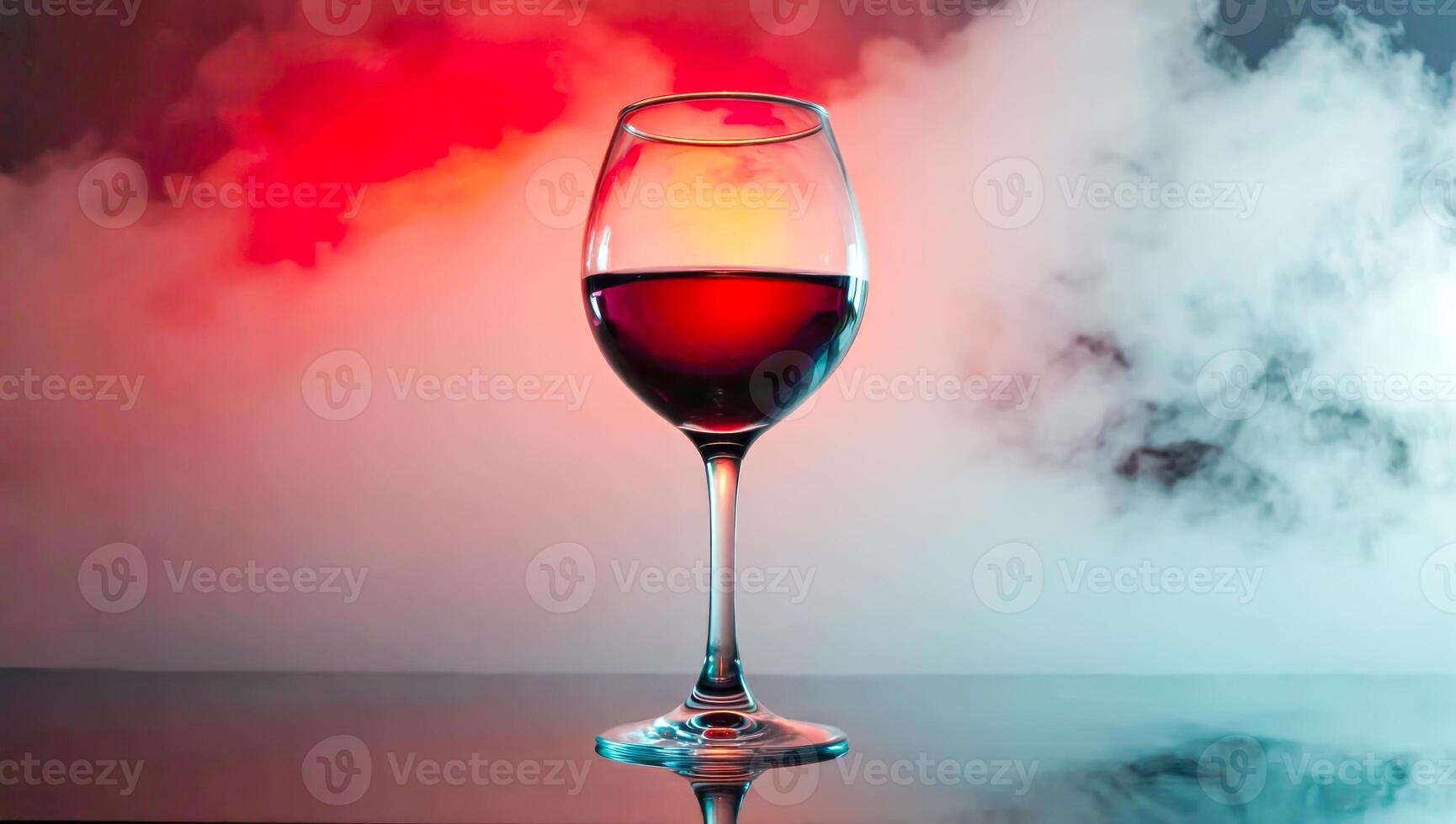 Glass of natural red wine with dramatic lighting and smoky background, creating moody and luxurious atmosphere. Perfect for wine branding, events, fine dining, nightlife, and elegant visuals photo