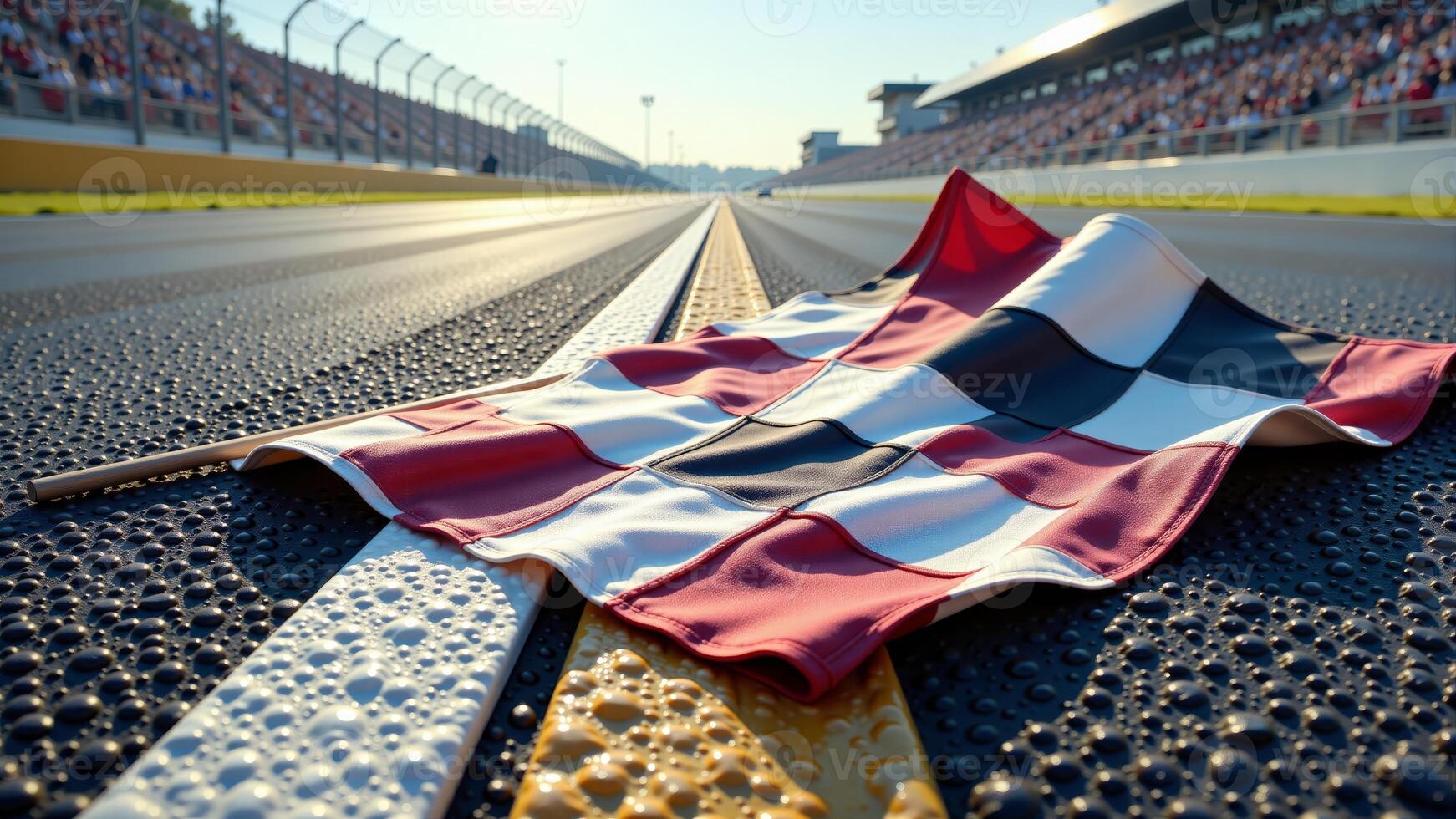 Checkered Flag Lies On Racing Track photo