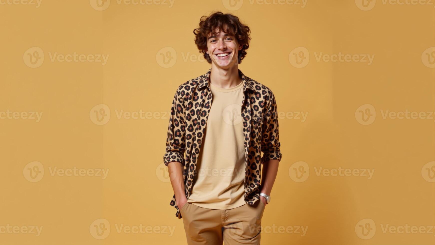 Happy Man With Leopard Print Shirt photo