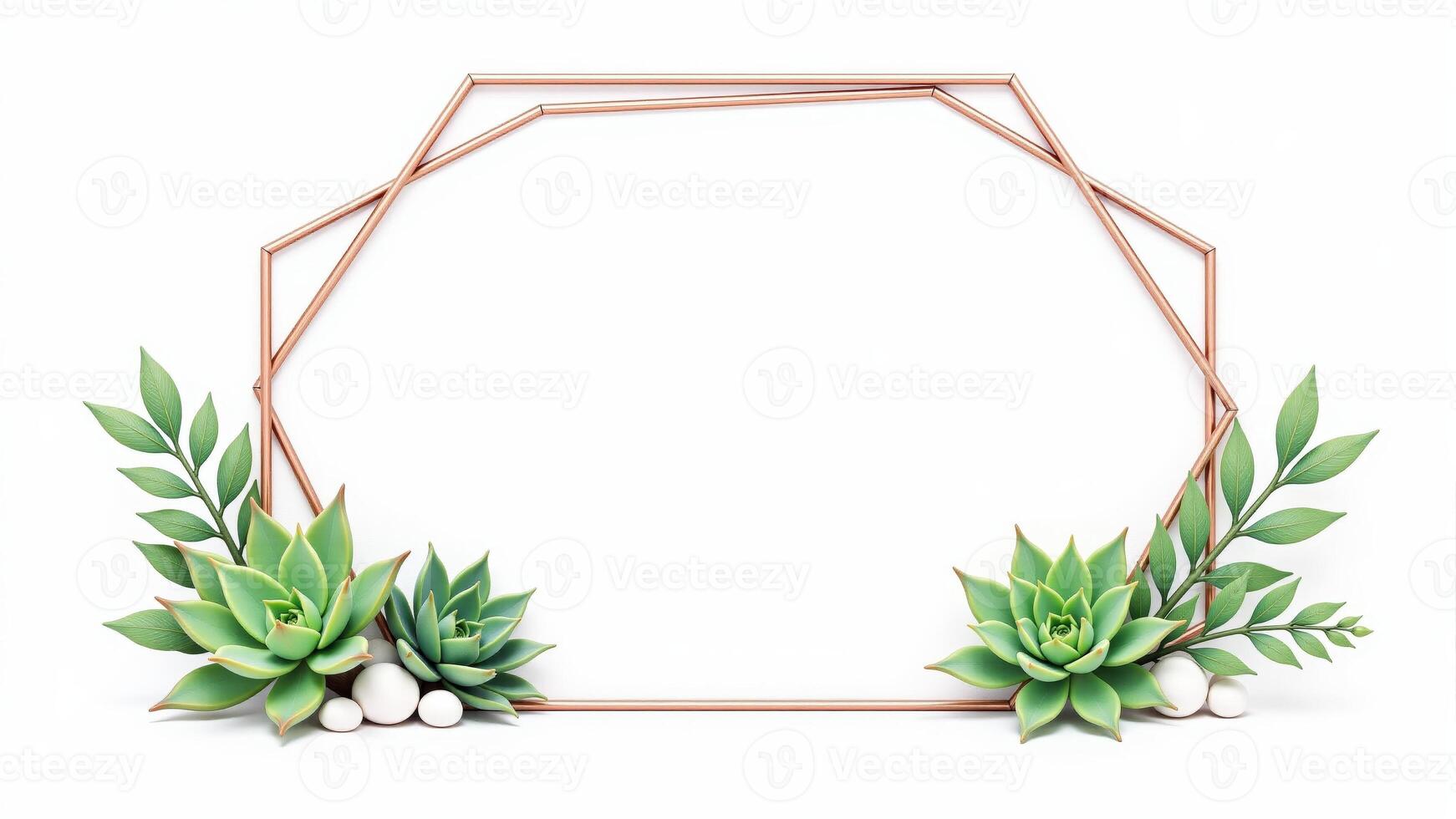 Geometric Frame With Succulents And Greenery photo