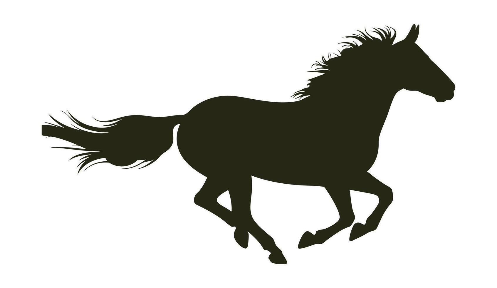 Silhouette of a Galloping Horse in Black, Showing Powerful Movement and Grace in Motion vector