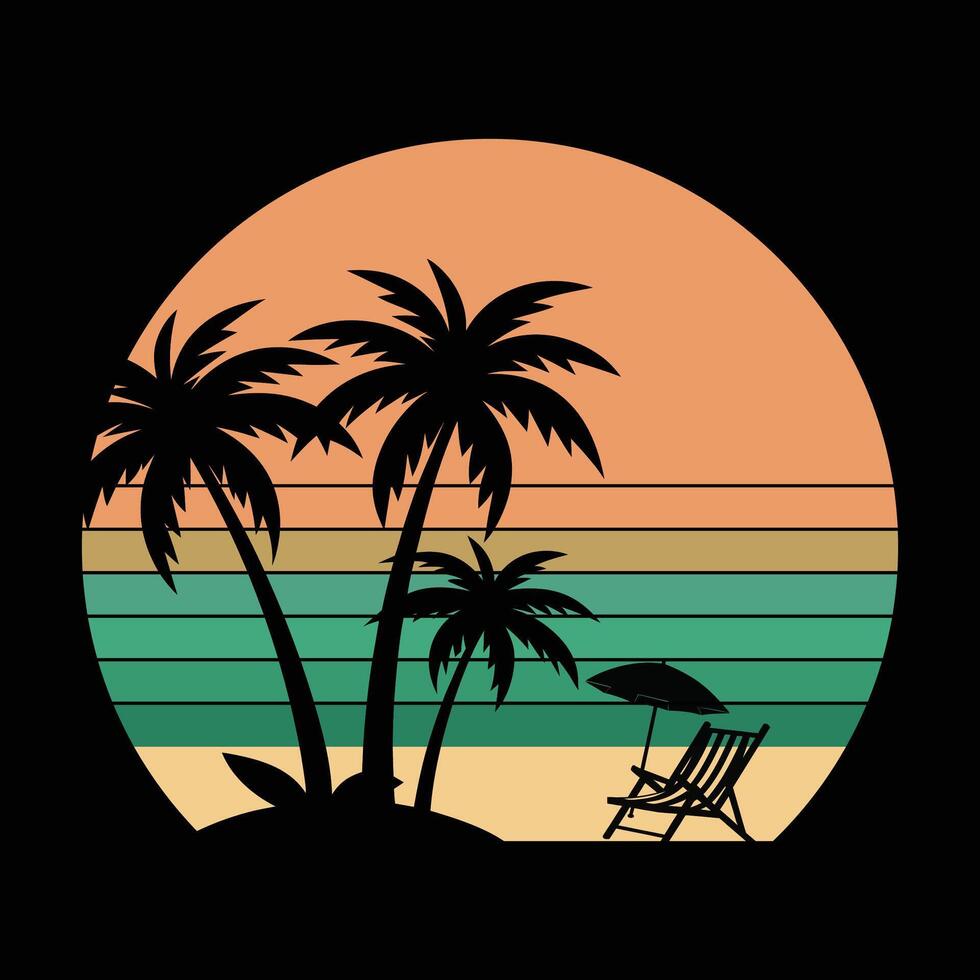 palm trees at sunset, summer holiday background with palm trees, palm trees on the beach vector