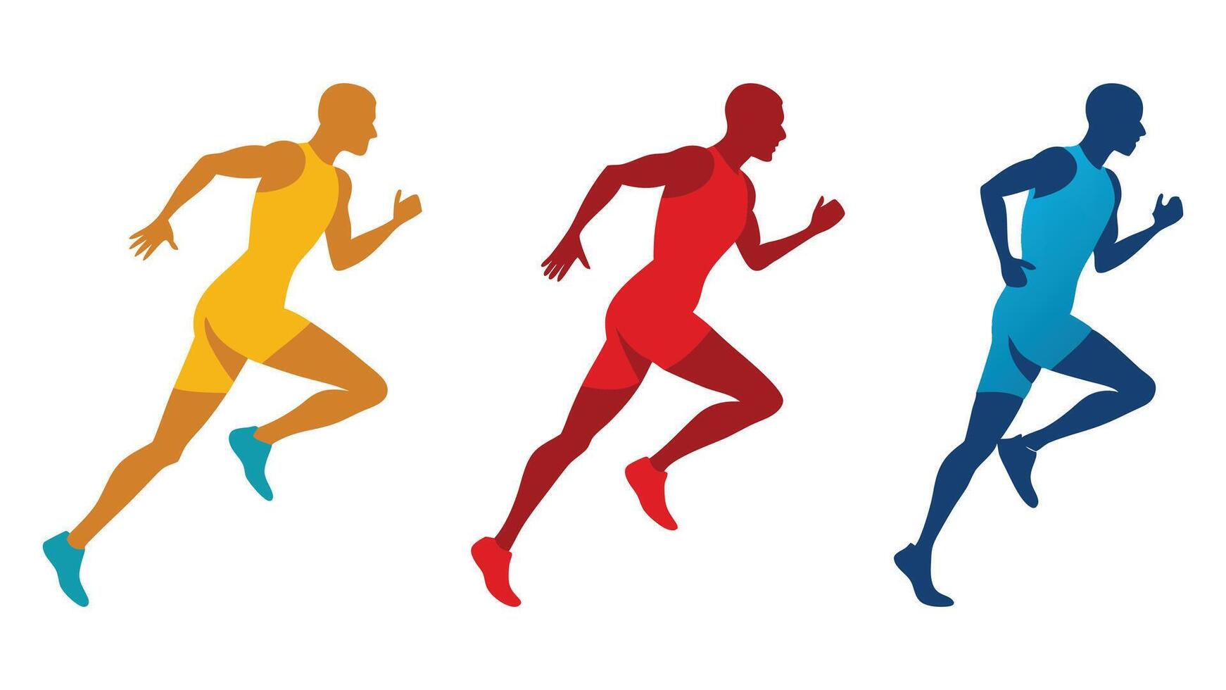 silhouette of man dynamic runner set, collection of runners illustration vector