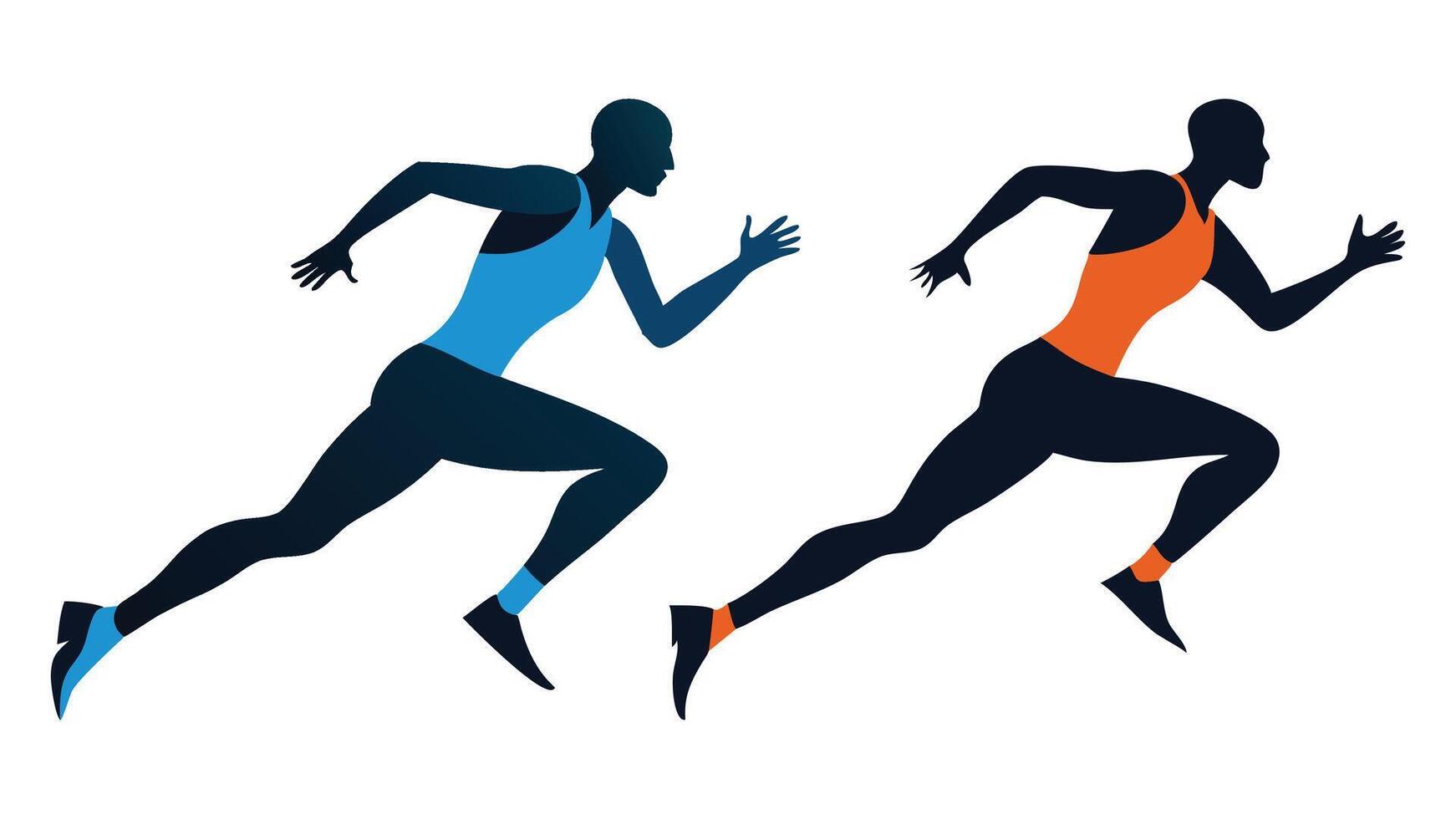 collection of runners illustration, silhouette of man dynamic runner set vector
