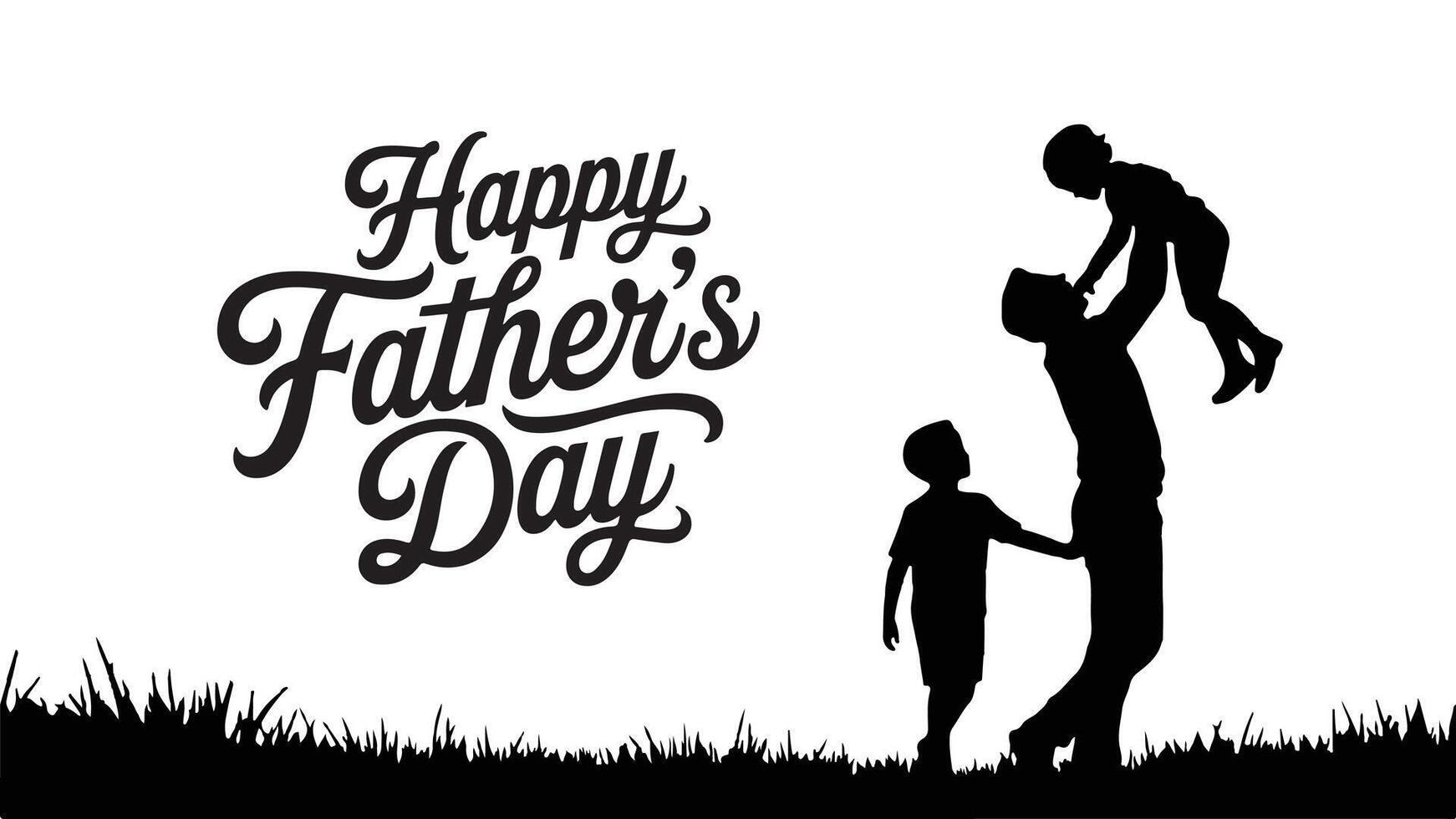Father and child silhouettes, a illustration of family love, show a man and boy playing sport and the evolution of Dad with his children vector