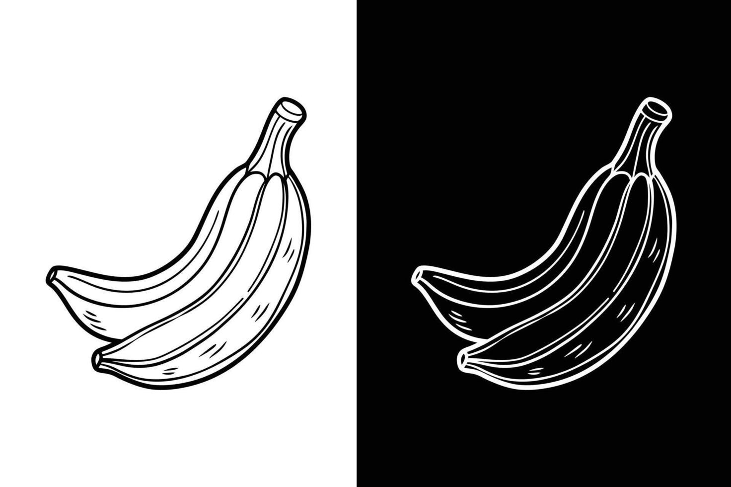 banana line icon illustration. Solid, outline design black white background vector