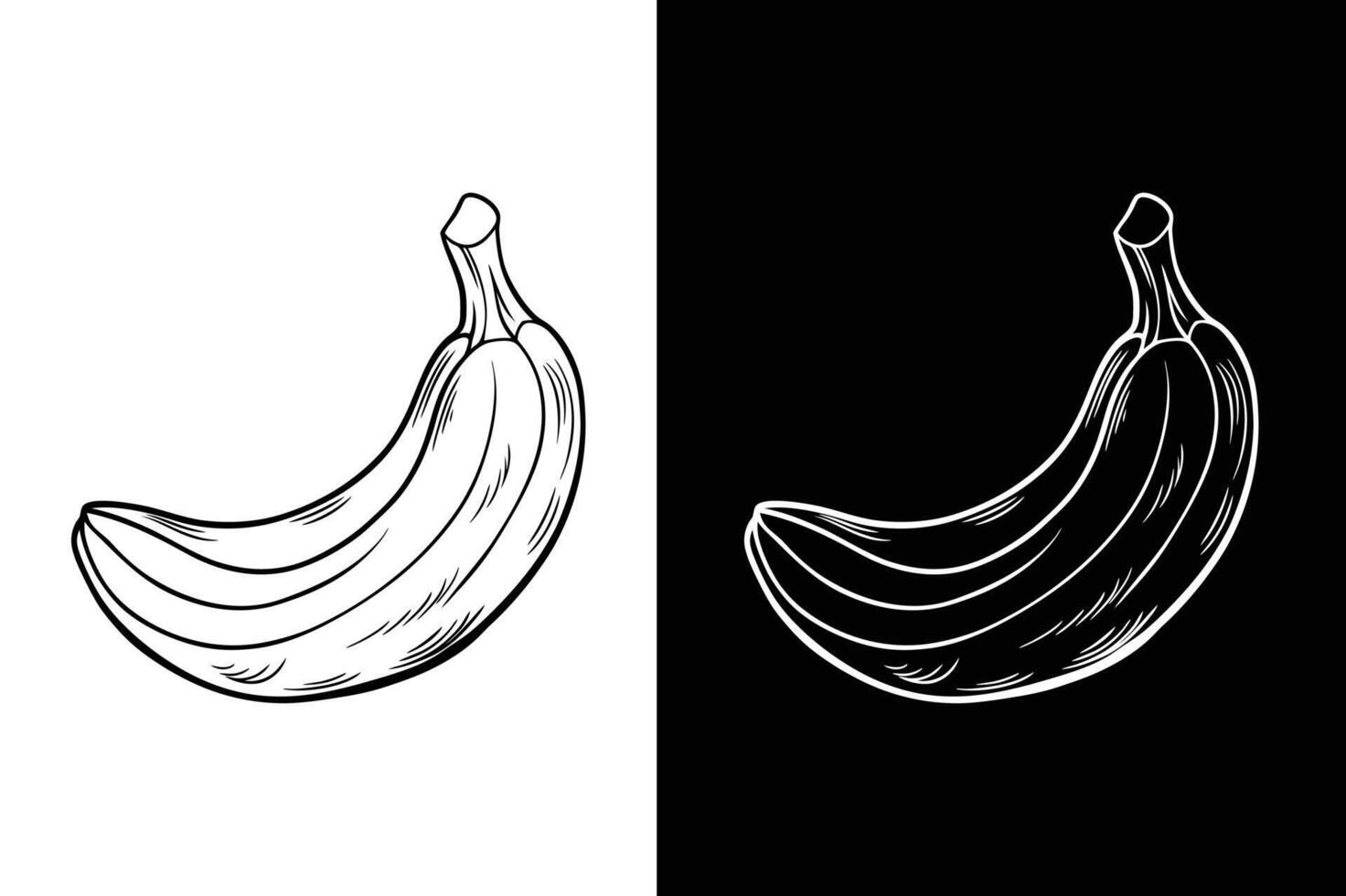 banana line art icon set drawing illustration design white black background vector