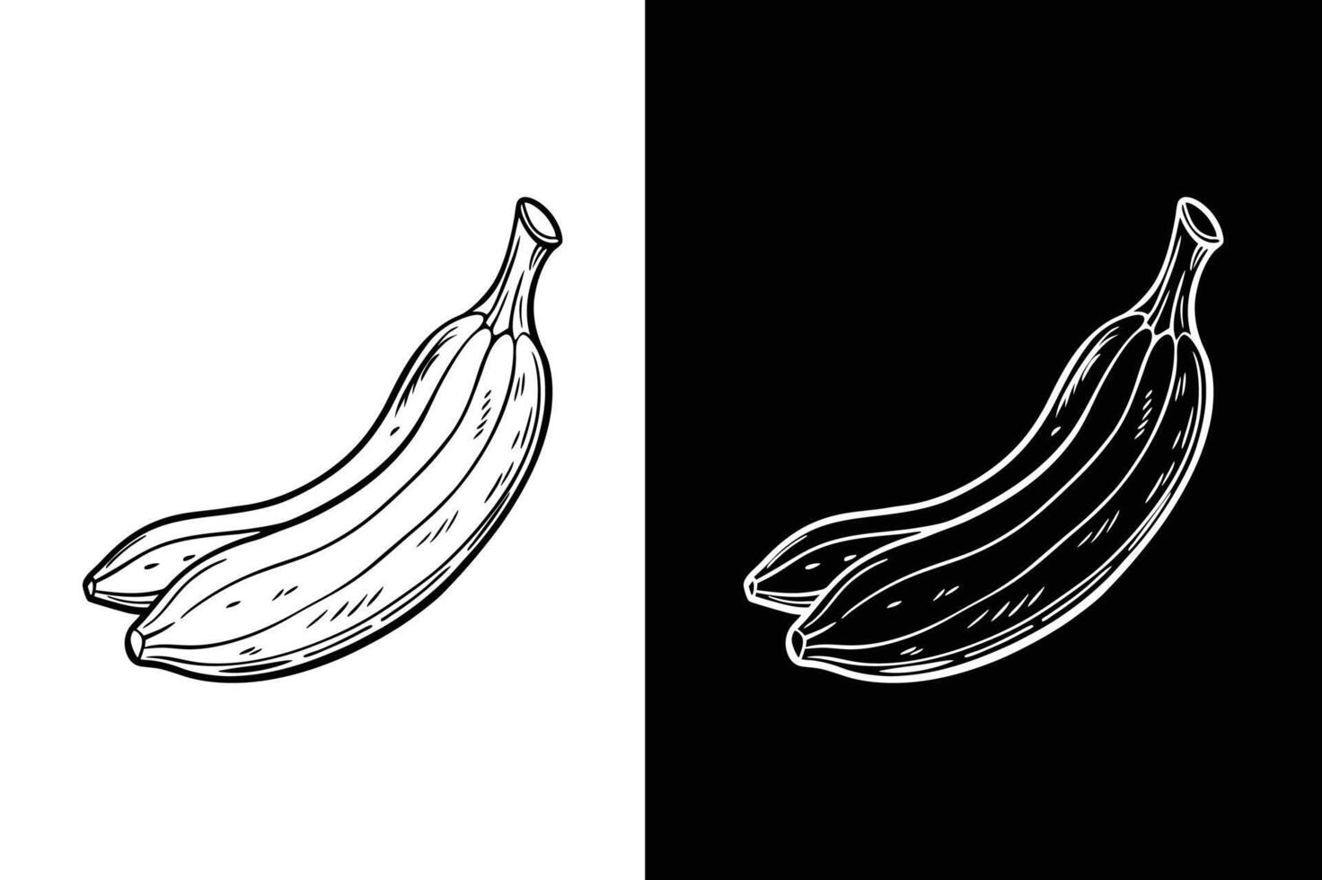 banana line icon set illustration. Solid, outline design black white vector