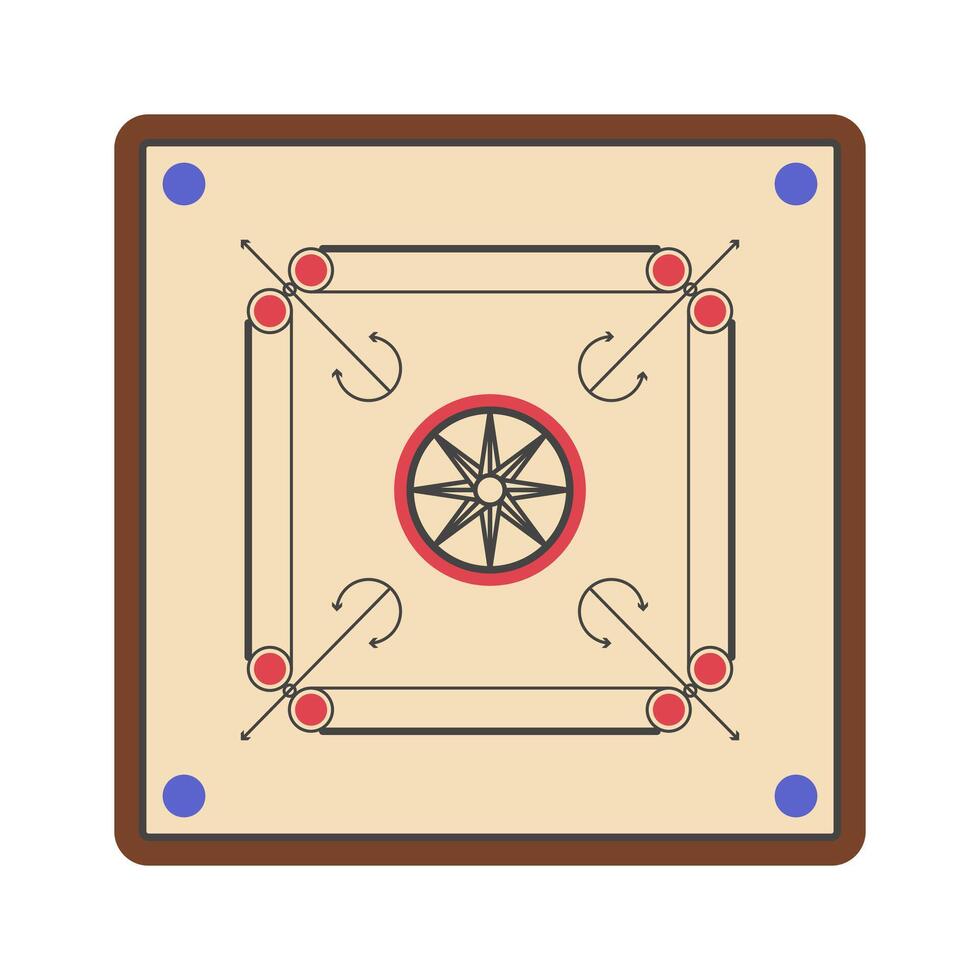 Indian game Carrom. Board illustration vector