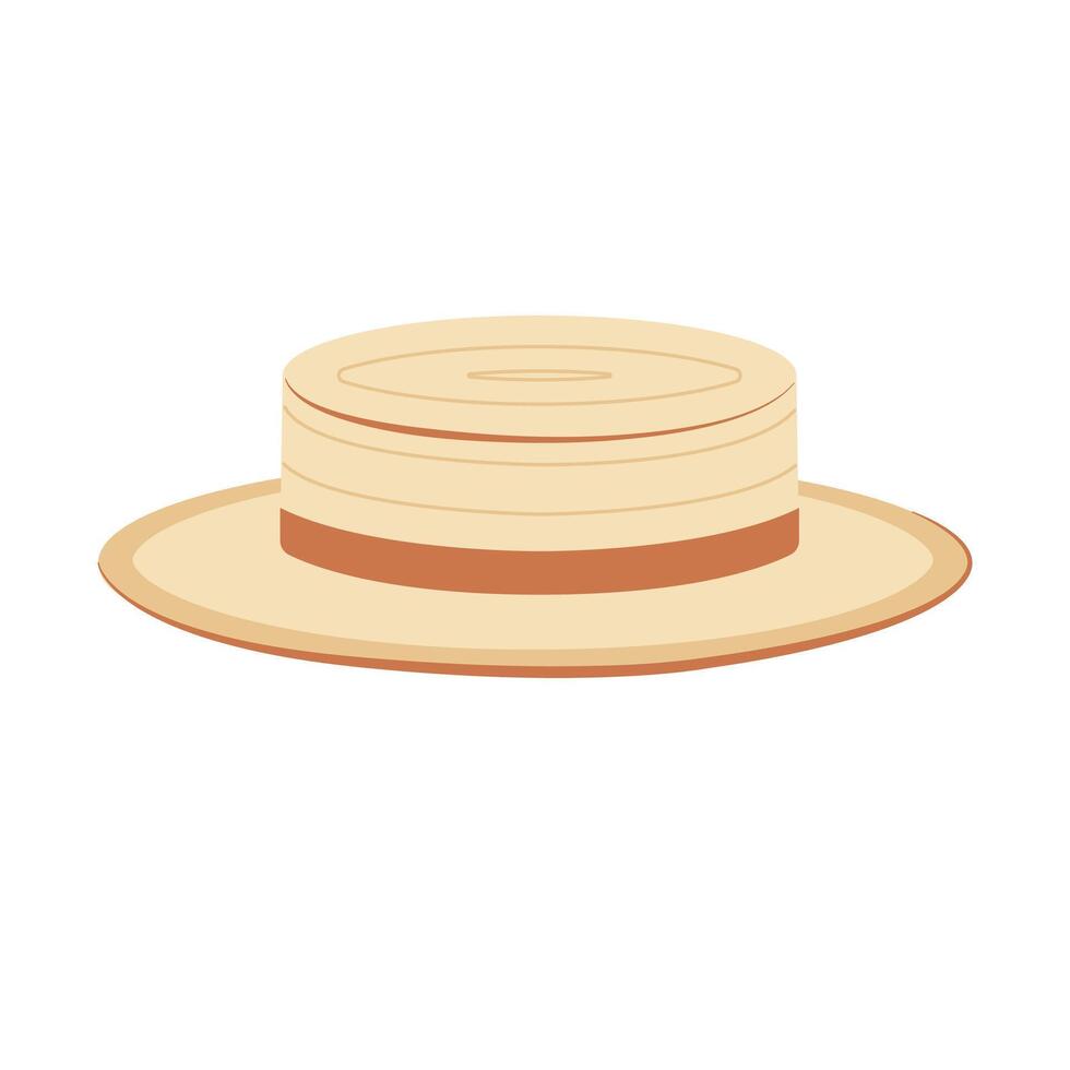 Boater hat illustration. Summer headgear sun protecter vector
