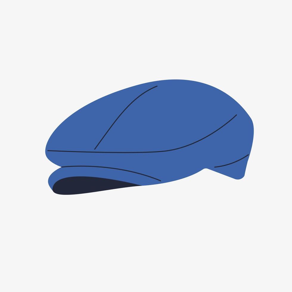 Hand drawn Blue Cap Illustration. Ivy Hat headwear style vector