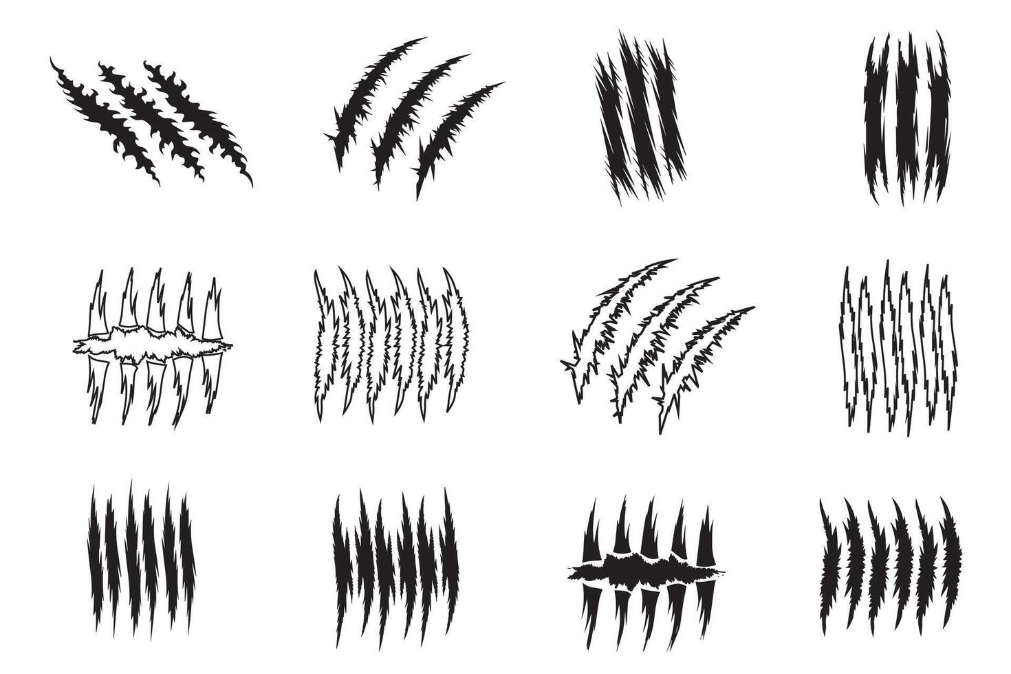 Animal Claw Rips Set Sharp Wild Scratch Silhouettes vector
