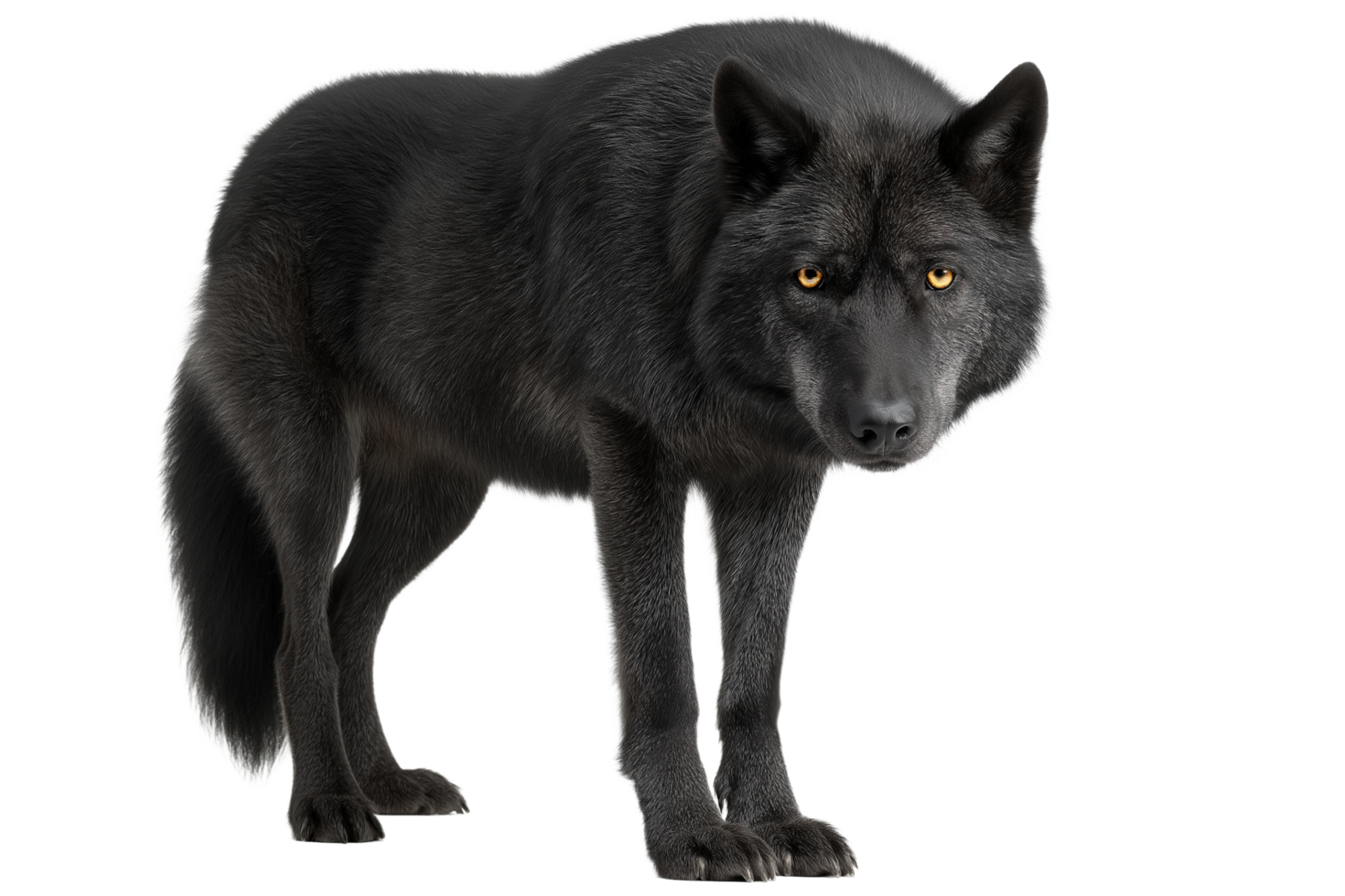Shadow Walker Intense Gaze of a Majestic Black Wolf png