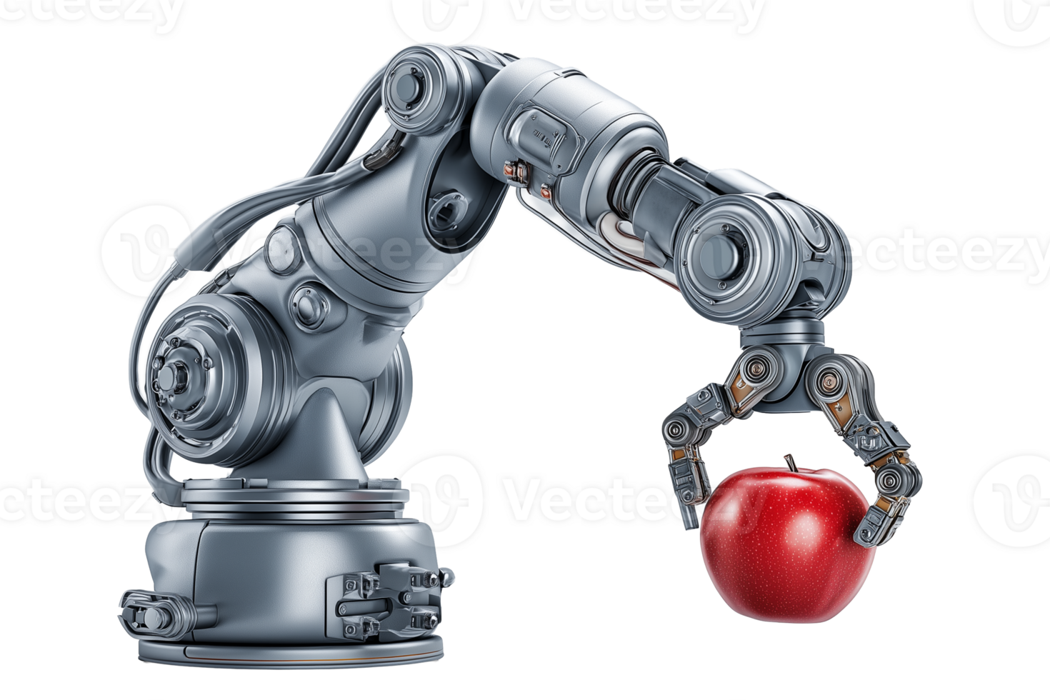 Precision Pick Robotic Arm Gently Holding a Perfect Red Apple png