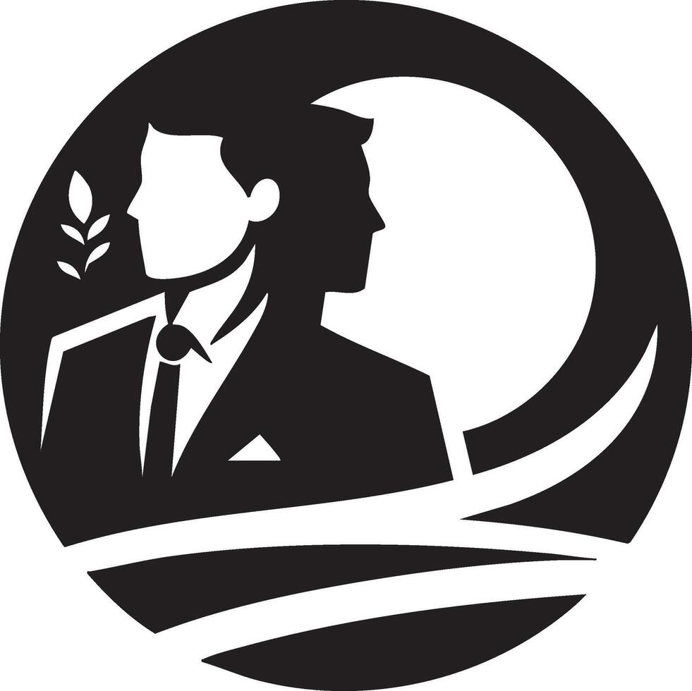 Logo of Elegant Dual Profile with Olive Branch and Moon vector