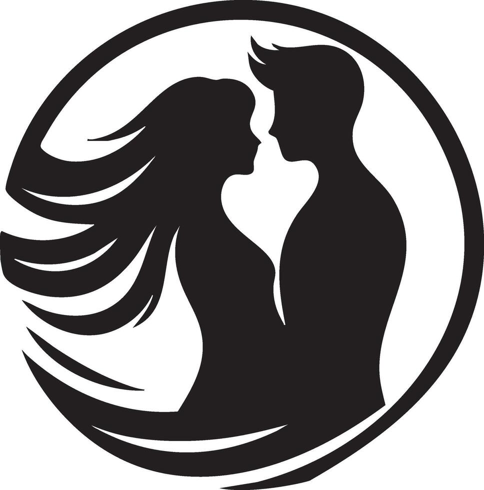 Logo of Romantic Couple Silhouette Design for Valentines Day vector