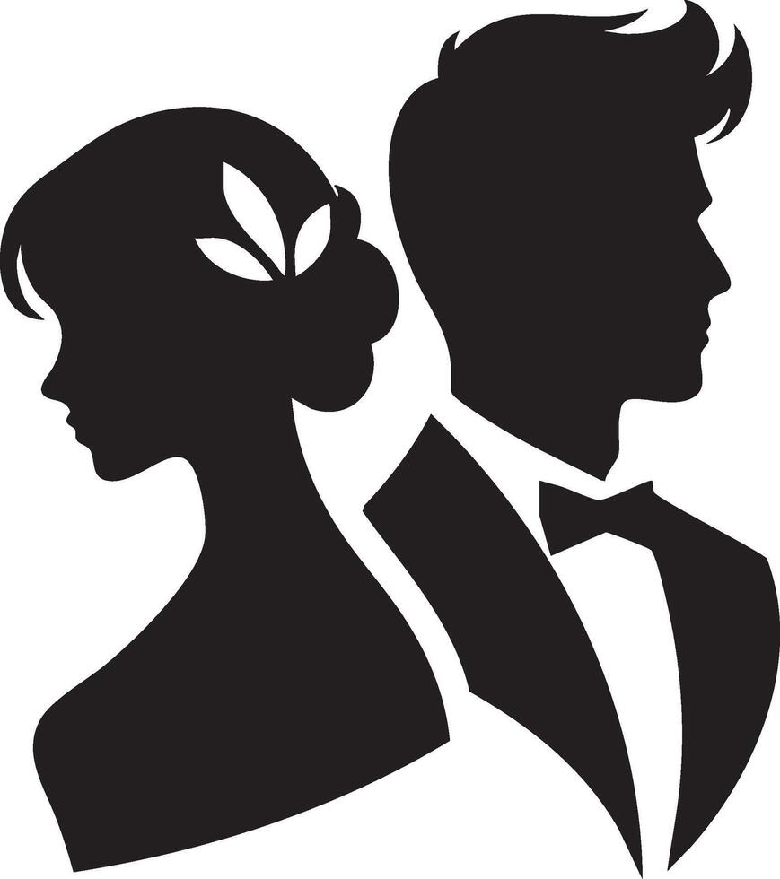 Logo of Elegant Wedding Couple Silhouette Design for Invitations and vector
