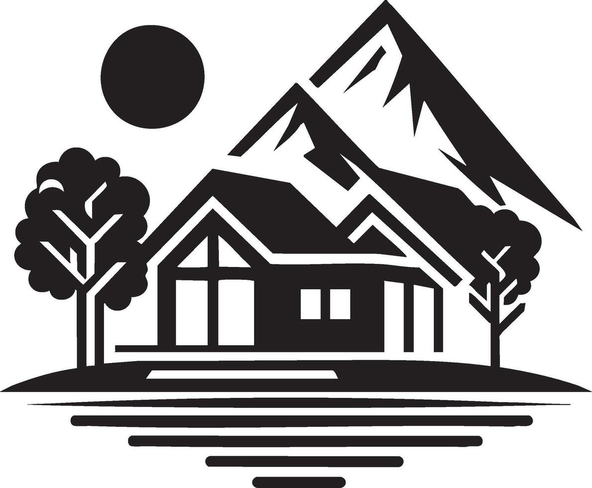Logo of Mountain House With Tree Design Idea vector