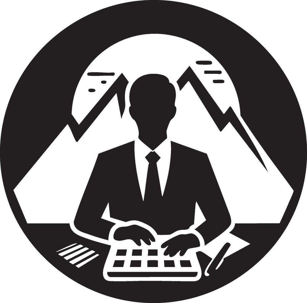 Logo of Modern Business Man Working at Desk in Mountains vector