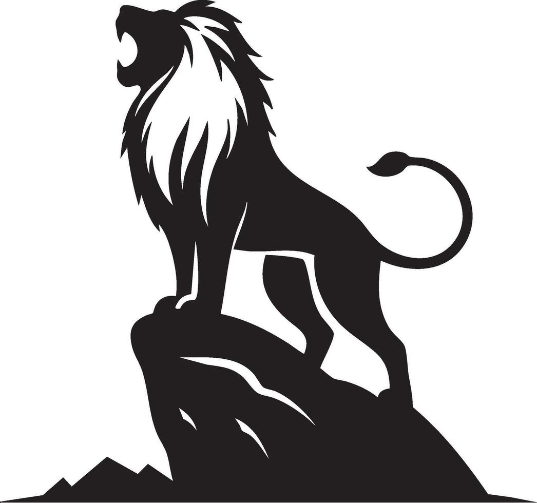 Logo of Roaring Lion on Rock Symbolism and Design Ideas vector