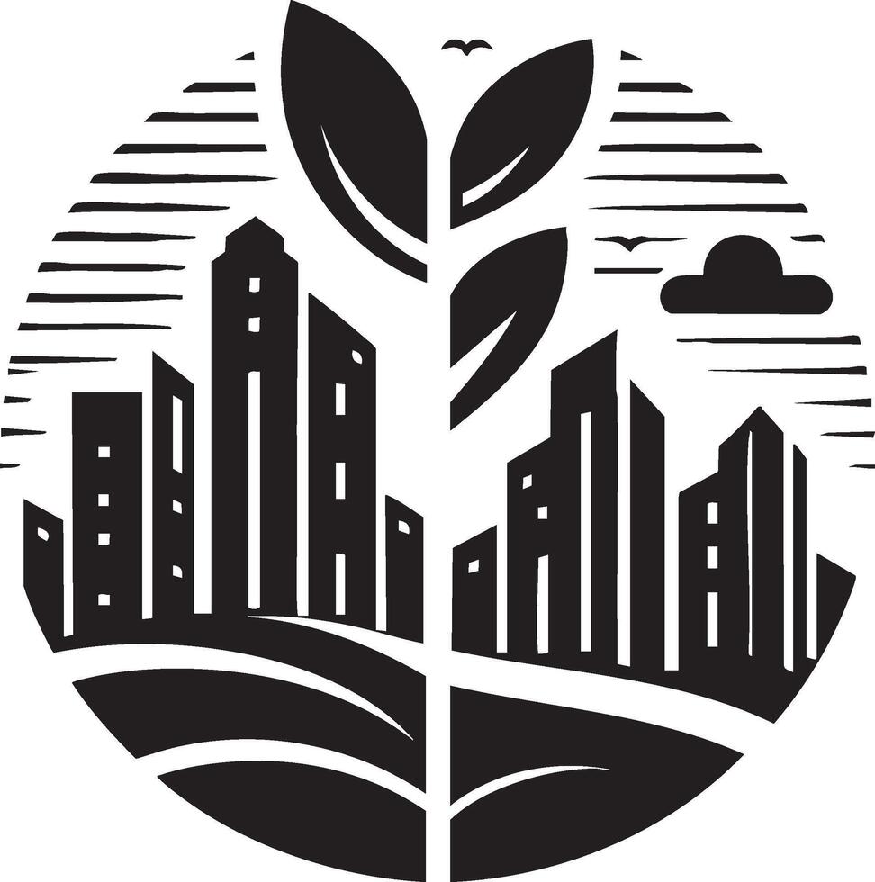 Logo of Urban Farming Transforming Cities into Sustainable Green Spaces vector