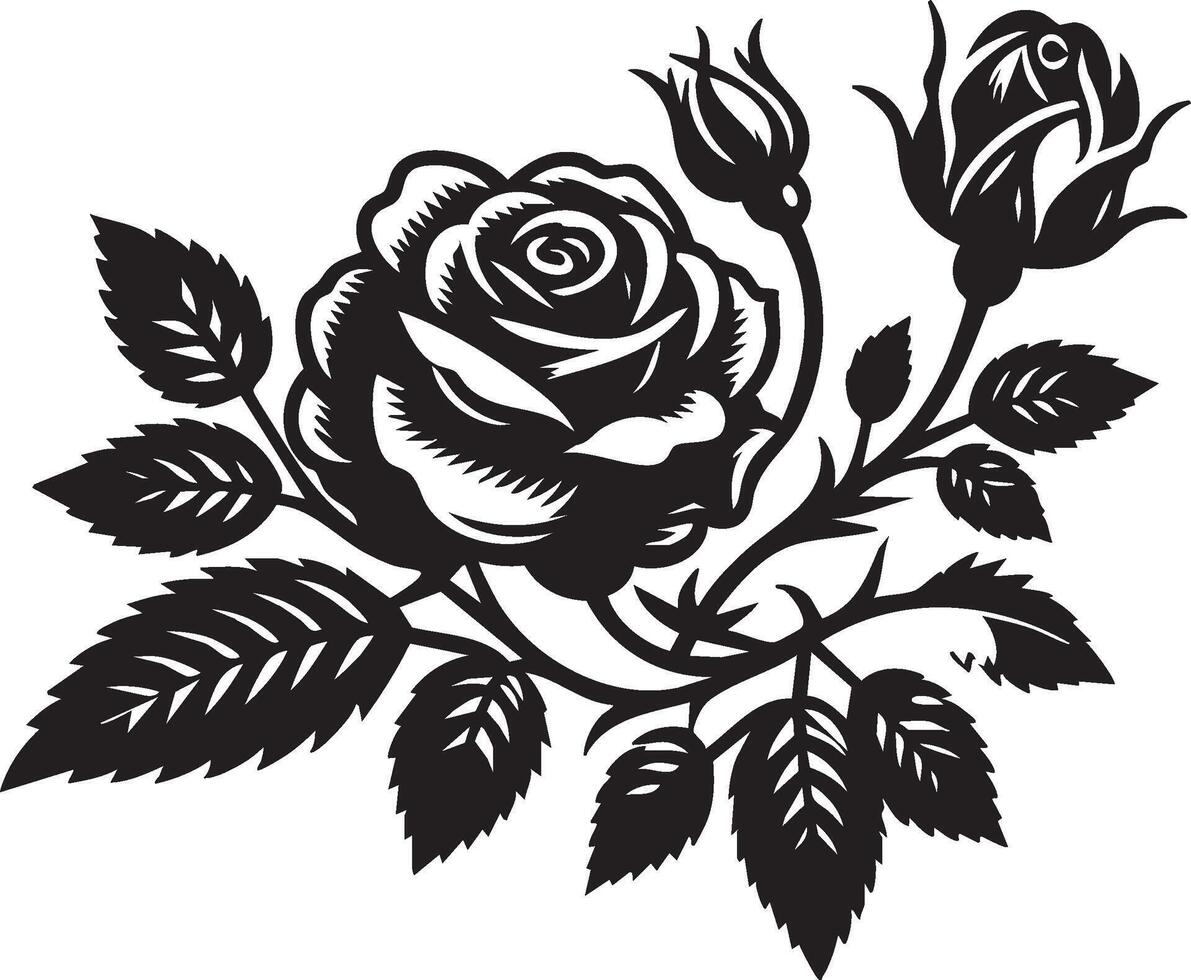 Logo of Elegant Black and White Rose Flower Illustration Design and vector