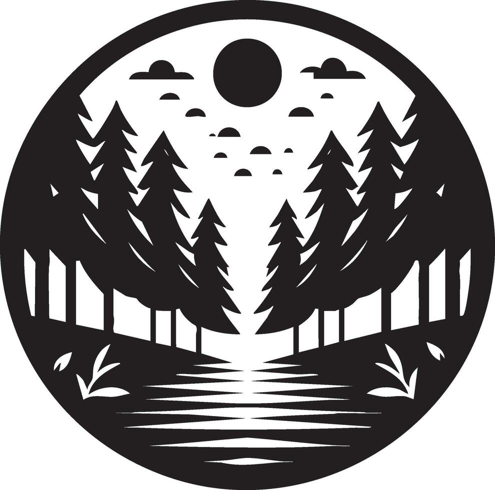 Logo of Nature Retreats Majestic Forest Scenery in Circle Design vector