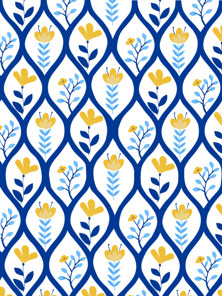 abstract seamless pattern with yellow flower and abstract geometric line texture png
